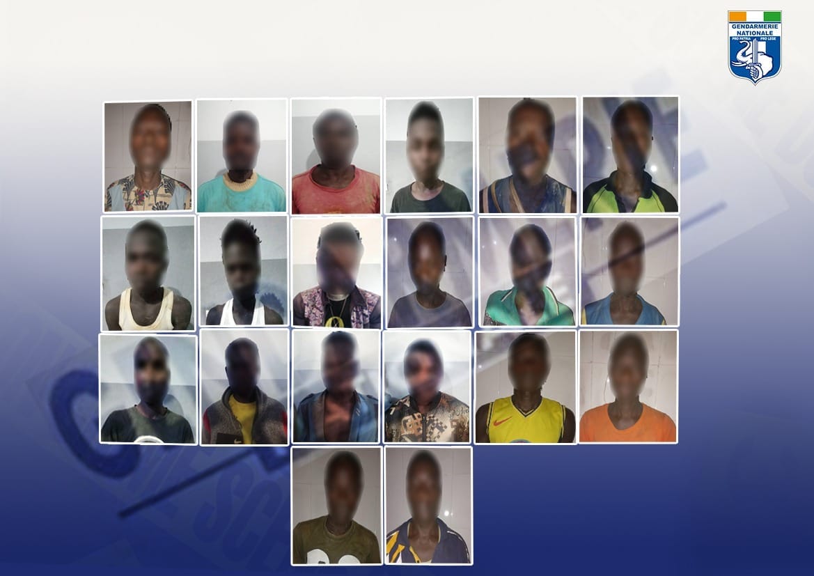 Orpaillage illégal en Côte d’Ivoire : 20 individus arrêtés et plusieurs sites détruits par la gendarmerie
