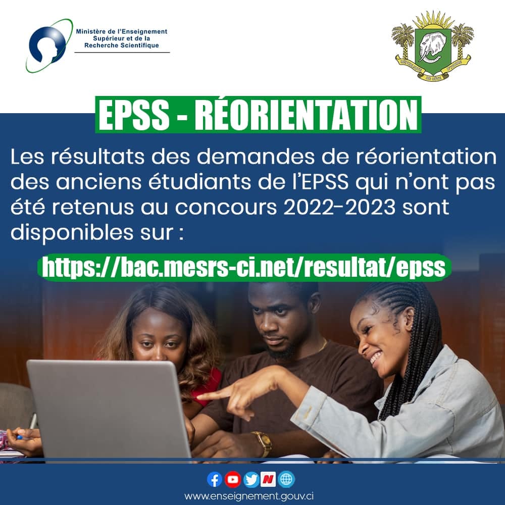 Etudiants EPSS 2023 : résultats réorientation disponibles ce jeudi
