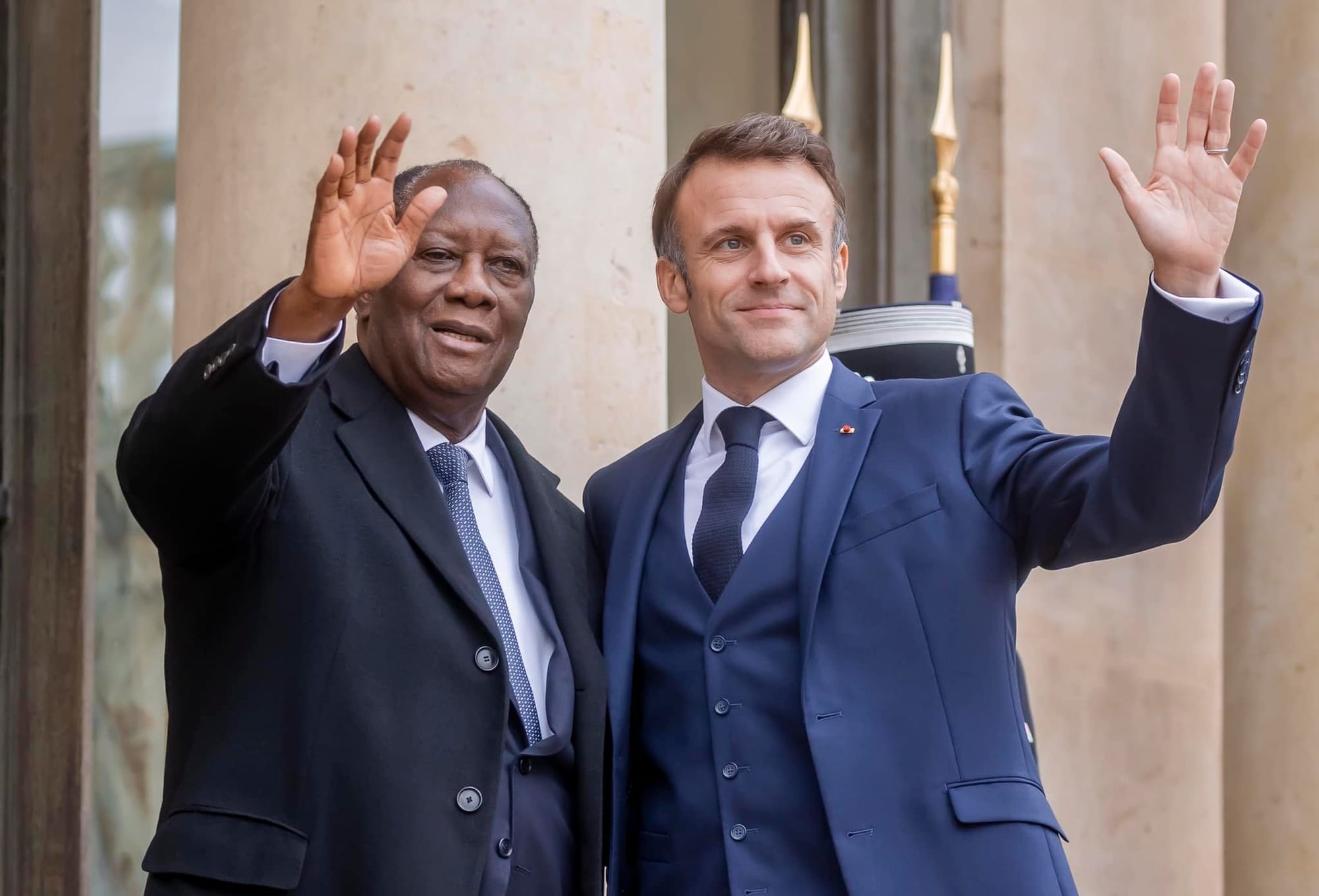 Alassane Ouattara et Emmanuel Macron à Paris le 22 novembre 2023