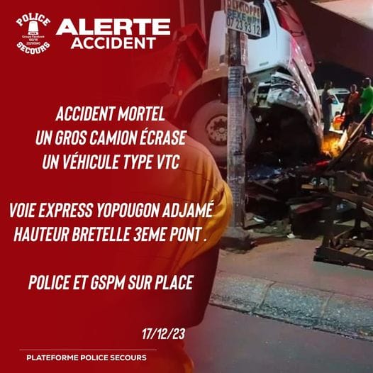Grave accident à Yopougon 3ème pont BAE ce dimanche