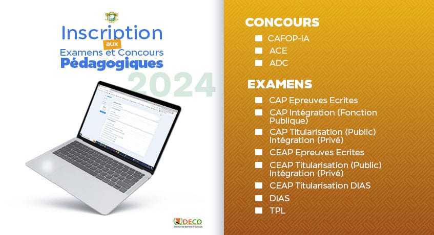 Inscription aux examens et concours pédagogiques 2024 CI : liste