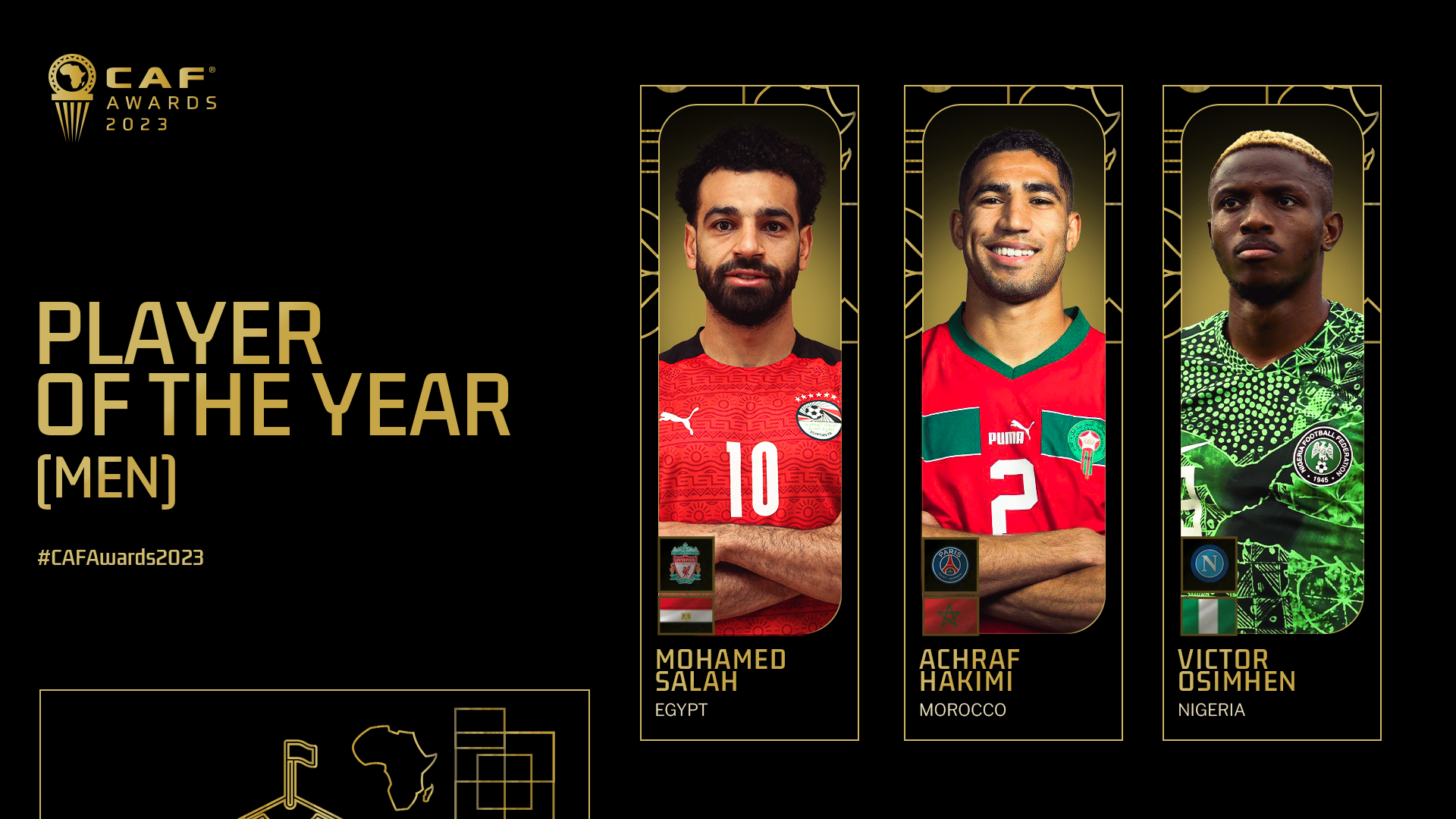 CAF Awards : Salah, Hakimi ou Osimhen, qui sera Ballon d’Or 2023 ?, réponse ce lundi