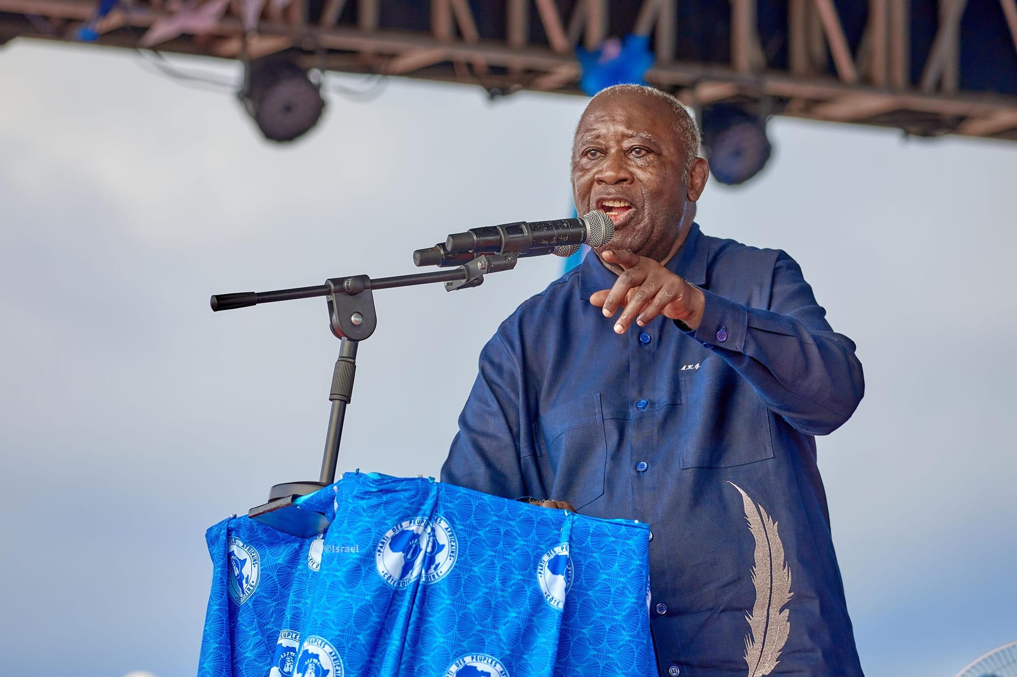 Laurent Gbagbo lors d'un meeting, le 6 avril 2024 à Agboville