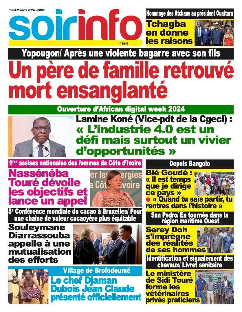 Soir Info, la Une du lundi 23 avril 2024