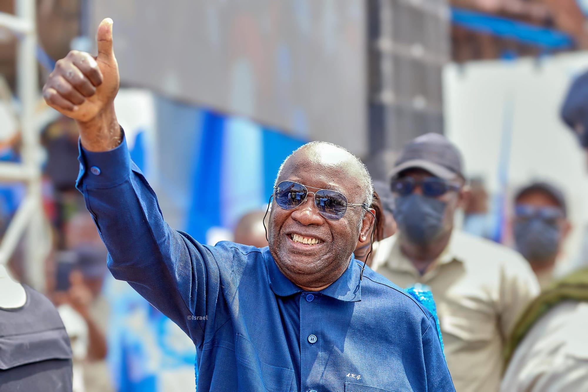 Laurent Gbagbo lors d'un meeting, le 6 avril 2024 à Agboville