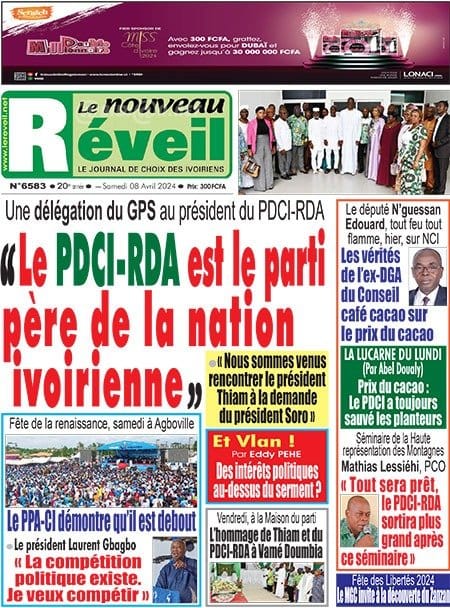 Le Nouveau Réveil, la Une du lundi 8 avril 2024