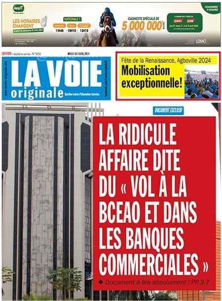 La Voie, la Une du mardi 9 avril 2024