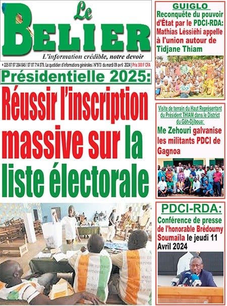 Le Belier, la Une du mardi 9 avril 2024.