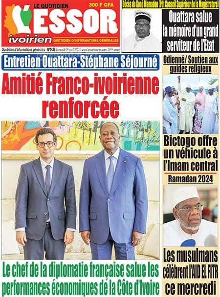 L'Essor, la Une du mardi 9 avril 2024