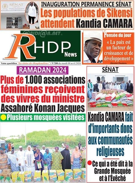 RHDP News, la Une du mardi 9 avril 2024