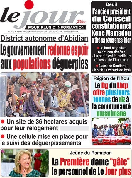 Le Jour, la Une du mardi 9 avril 2024