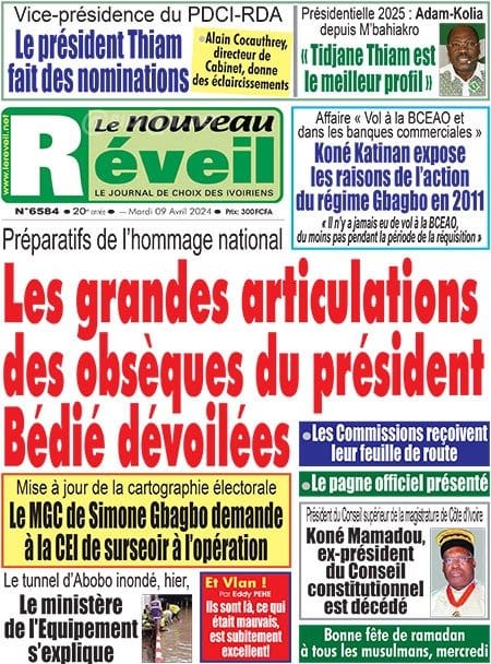 Le Nouveau Réveil, la Une du mardi 9 avril 2024