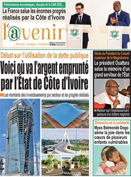 L'Avenir, la Une du mardi 9 avril 2024.