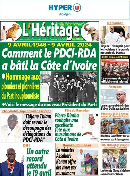 L'Héritage, la Une du jeudi 11 avril 2024