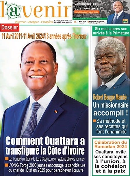 L'Avenir, la Une du jeudi 11 avril 2024. © Crédit photo DR