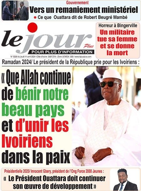 Le Jour, la Une du jeudi 11 avril 2024