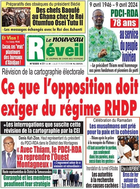 Le Nouveau Réveil, la Une du jeudi 11 avril 2024