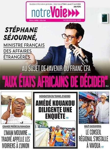 Notre Voie, la Une du jeudi 11 avril 2024