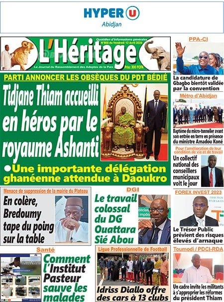 L'Héritage, la Une du vendredi 12 avril 2024