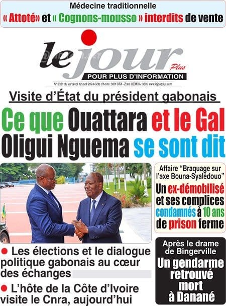 Le Jour, la Une du vendredi 12 avril 2024
