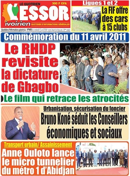 L'Essor, la Une du vendredi 12 avril 2024. © Crédit photo DR