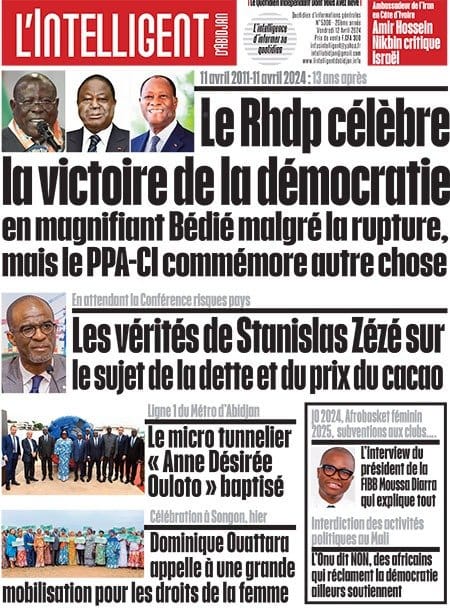 L'Intelligent, la Une du vendredi 12 avril 2024