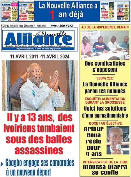 Alliance, la Une du vendredi 12 avril 2024