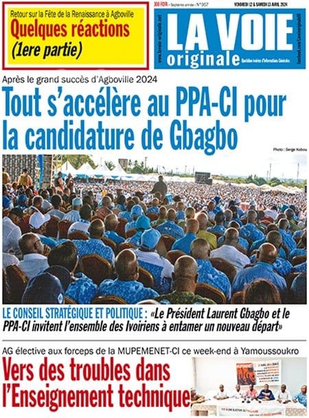 La Voie Originale, la Une du vendredi 12 avril 2024