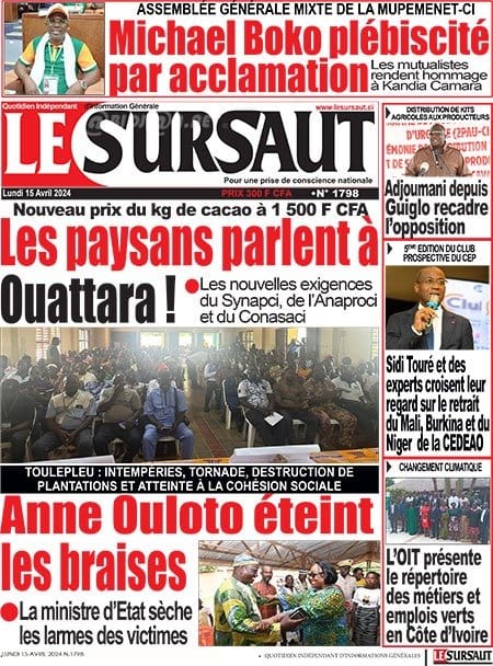 Le Sursaut, la Une du lundi 15 avril 2024