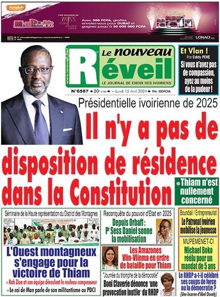 le Nouveau Réveil, la Une du lundi 15 avril 2024