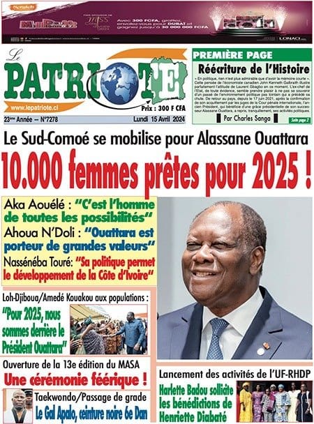 Le Patriote , la Une du lundi 15 avril 2024