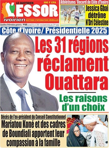 L'Essor, la Une du mardi 16 avril 2024