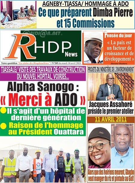 Le RHDP News, la Une du mardi 16 avril 2024