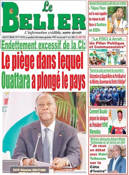 Le Bélier, la Une du mercredi 17 avril 2024