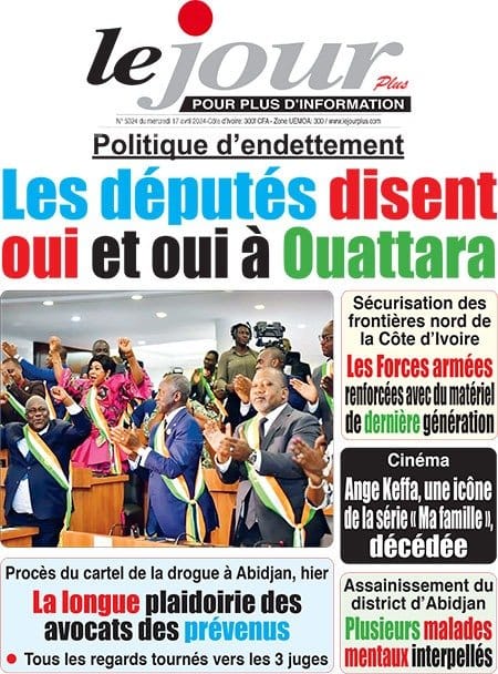Le Jour, la Une du mercredi 17 avril 2024