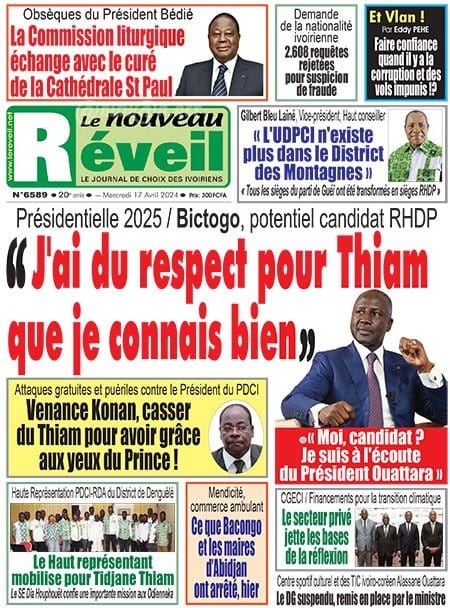 Le Nouveau Réveil, la Une du mercredi 17 avril 2024