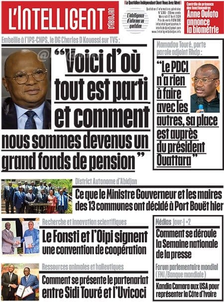L'Intelligent, la Une du mercredi 17 avril 2024