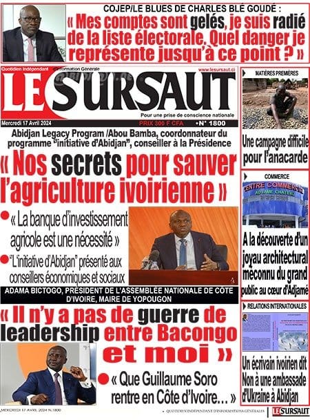 Le Sursaut, la Une du mercredi 17 avril 2024
