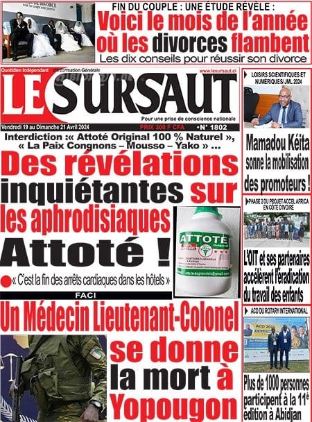Le Sursaut, la Une du vendredi 19 avril 2024