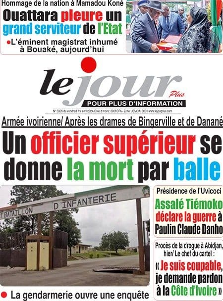 Le Jour, la Une du vendredi 19 avril 2024
