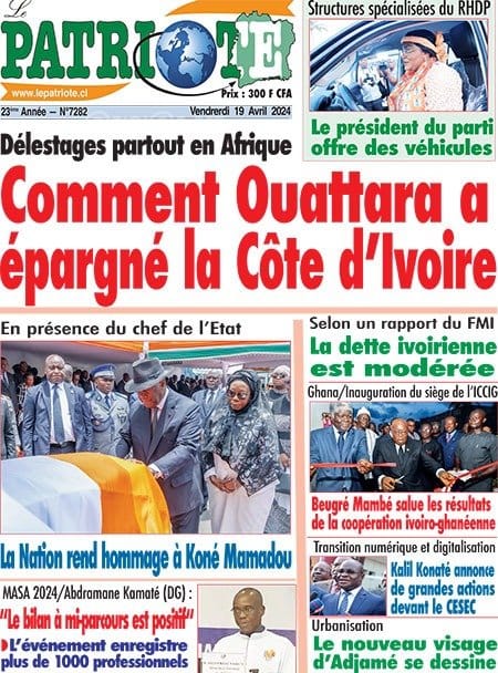 Le Patriote, la Une du vendredi 19 avril 2024