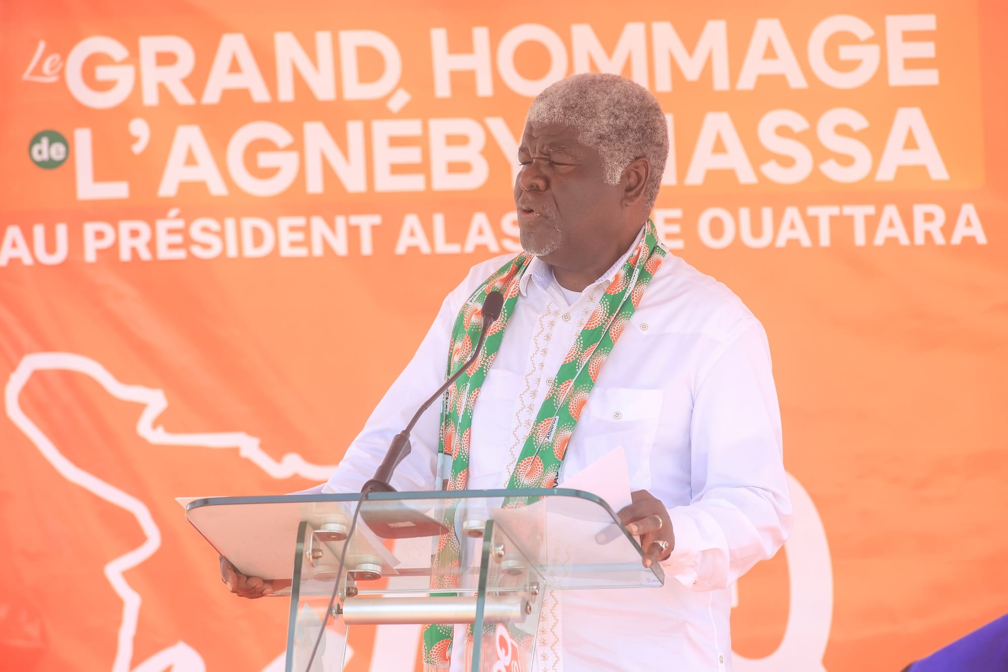 Robert Beugré Mambé dans l'Agneby-Tiassa, lors d'une cérémonie d'hommage au président Ouattara, le samedi 4 mai 2024 à Agbovi