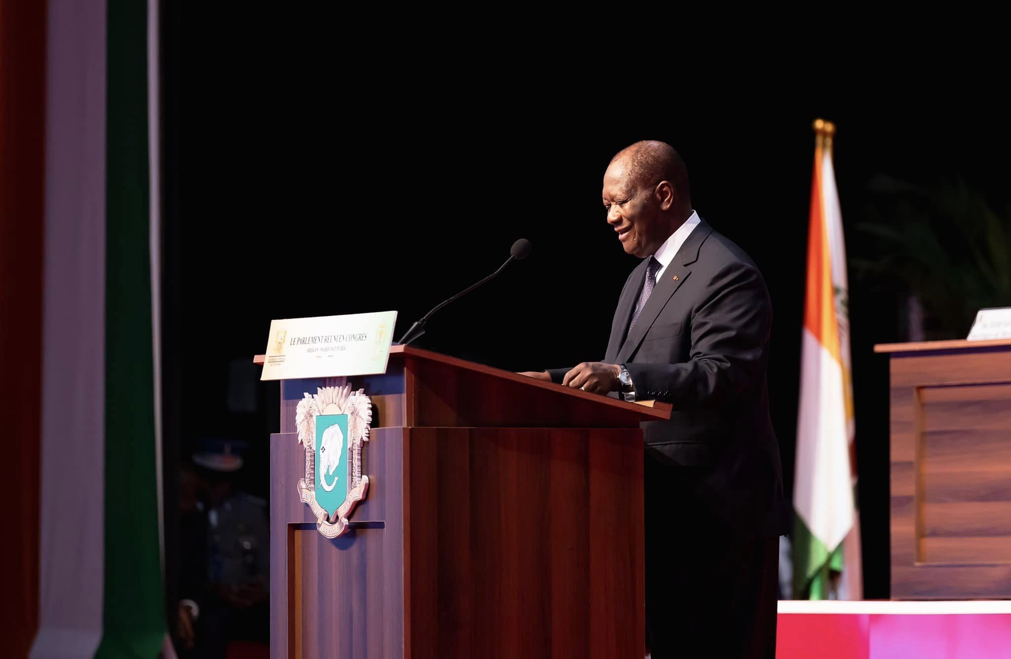 Alassane Ouattara lors de son discours devant Congrès le 18 juin 2024
