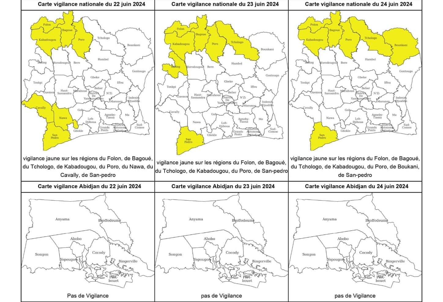 BULLETIN VIGILANCE MÉTÉOROLOGIQUE valable pour ce 𝐒𝐚𝐦𝐞𝐝𝐢 𝟐𝟐 𝐉𝐮𝐢𝐧 𝟐𝟎𝟐𝟒