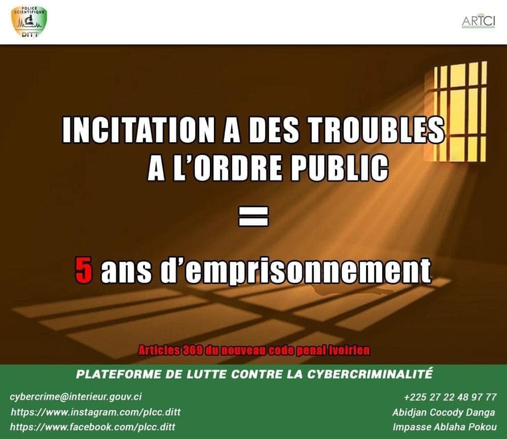 Inciter à l'ordre public sur Internet en Côte d'Ivoire vous expose à 5 ans de prison