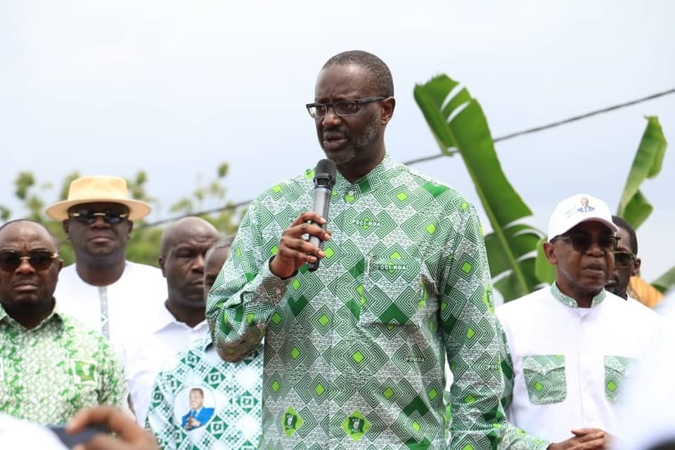 Tidjane Thiam lors du de la mise en mission de la Task Force à Dabou le 28 juin 2024
