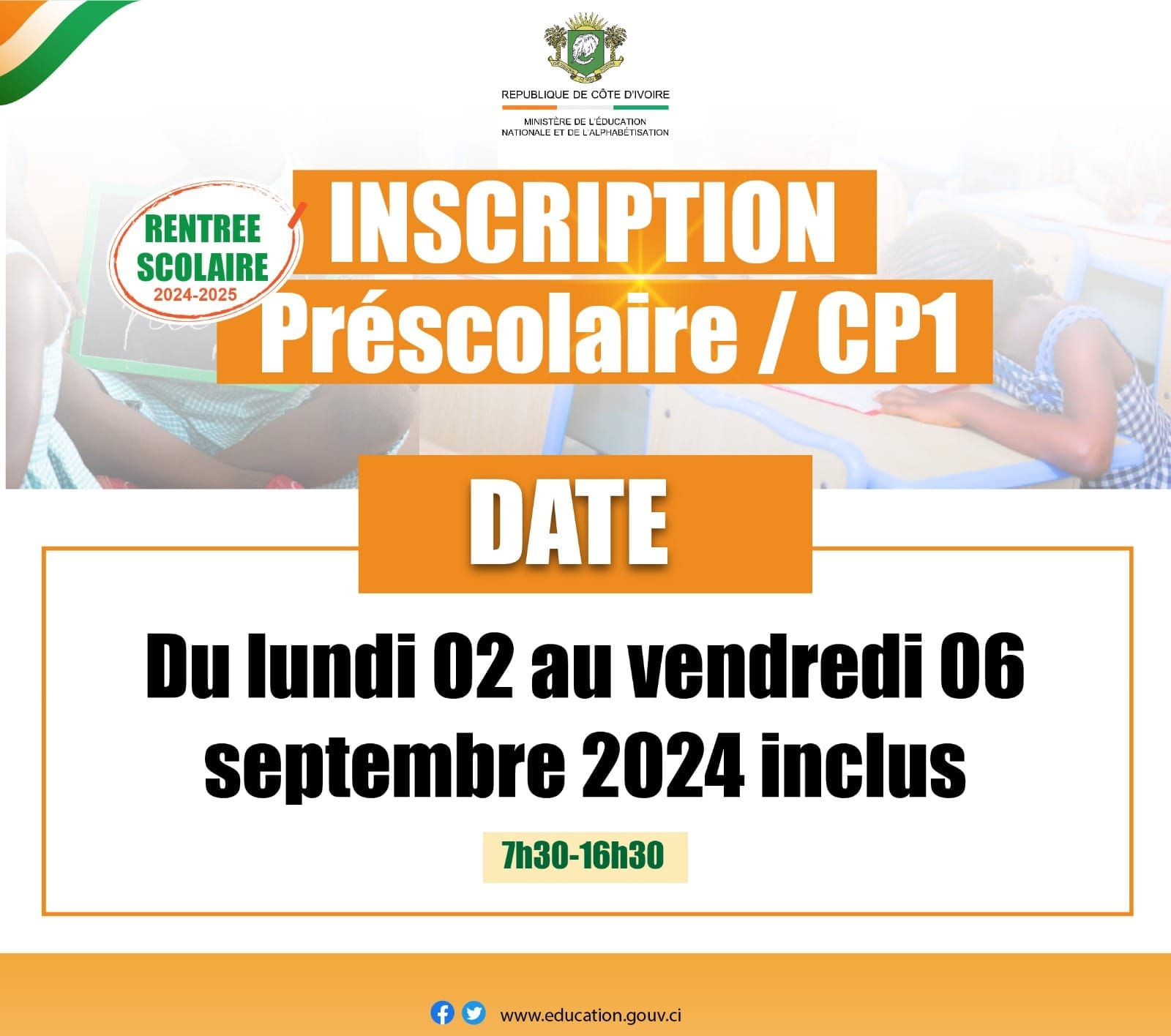 Inscription CP1 2024-2025 Côte d'Ivoire