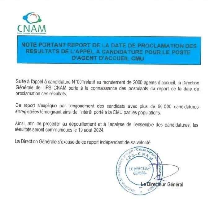 Résultat du recrutement CNAM 2024