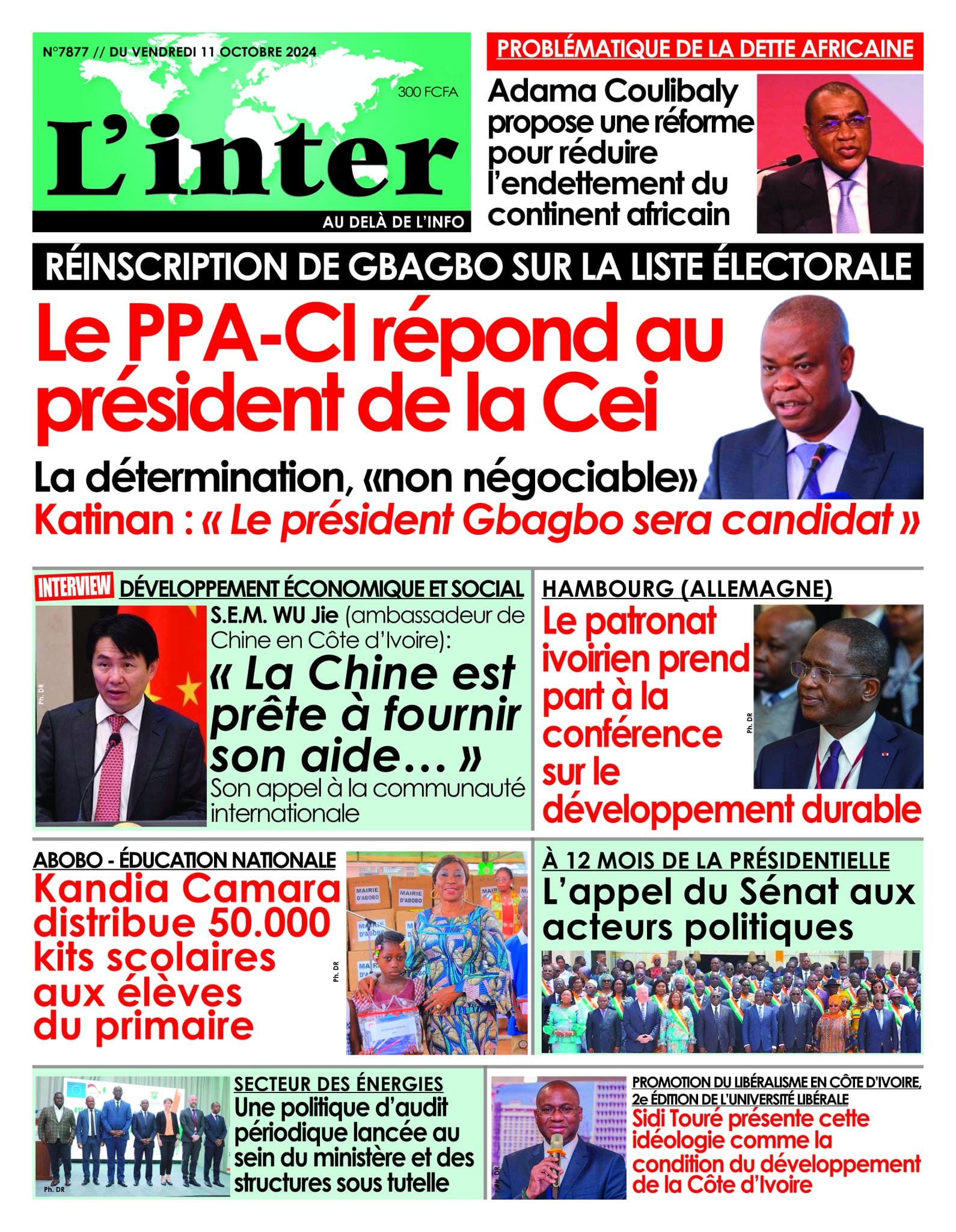 Titrologie 11 octobre 2024 - L'Inter - revue de la presse ivoirienne