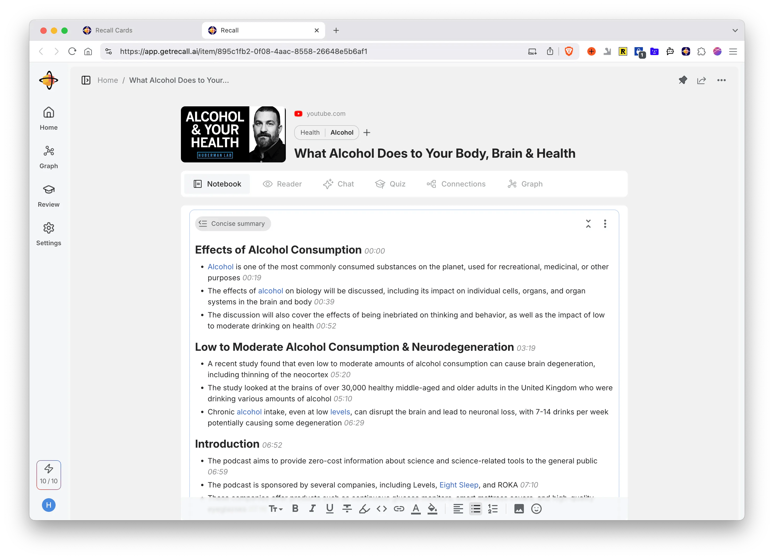 Recall Helps Connecting the Dots